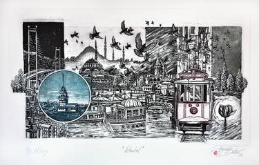 Original Art Deco Cities Printmaking by Tezcan Bahar
