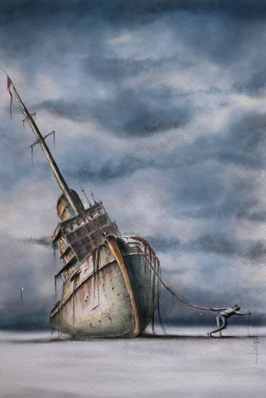 Original Conceptual Seascape Mixed Media by Leonardo Calcagno