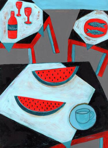 Original Modernism Still Life Painting by Natasa Sears