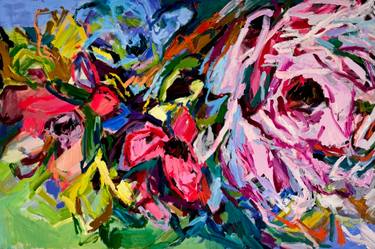Original Abstract Expressionism Floral Mixed Media by Julia Borg