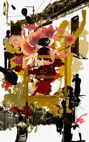 Original Abstract Cities Mixed Media by Luise Eru