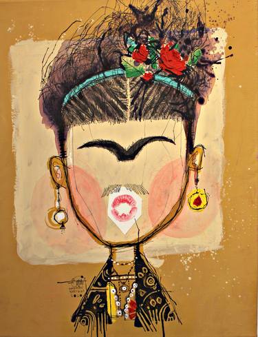 Original Abstract Portrait Mixed Media by Nasrin Sheykhi