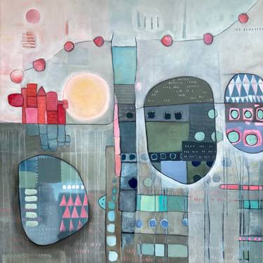 Original Abstract Fantasy Mixed Media by Isaure De La Presle