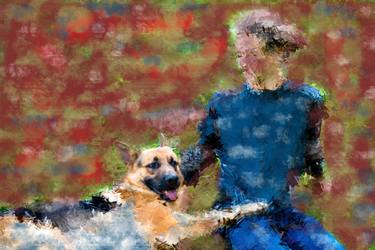 Original Fine Art Dogs Mixed Media by Petras Paulauskas