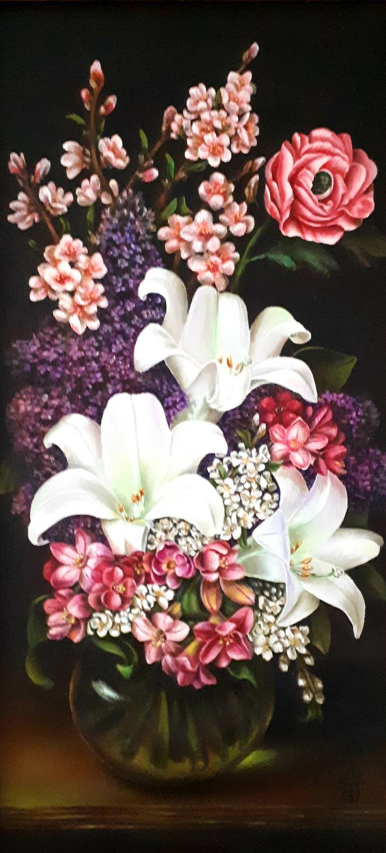 Bouquet of flowers in a glass vase Painting by Tatyana Orlovetskaya ...