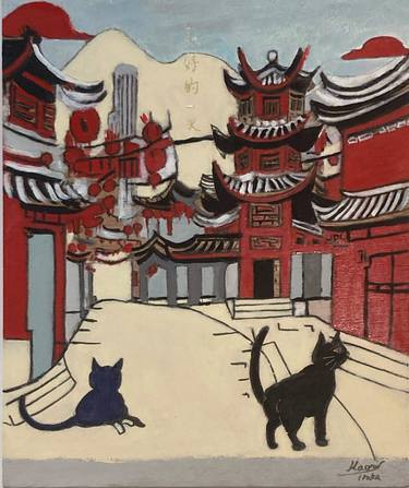 Original Artificial Intelligence Cats Paintings by Kaori Sakaguchi