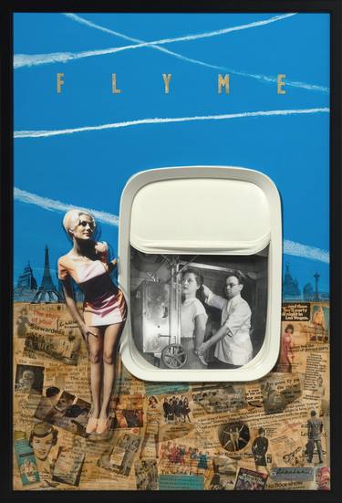 Original Documentary Airplane Mixed Media by Julie Lipa