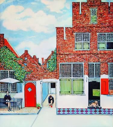 Original Figurative Architecture Painting by Leo Kogan