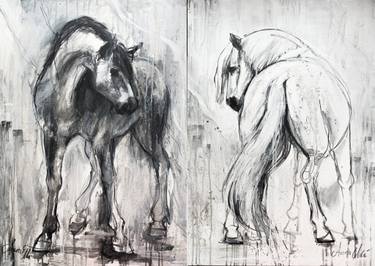 Original Abstract Horse Painting by Aura Elli