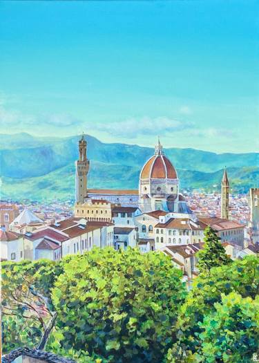 Original Fine Art Cities Painting by Elena Balla