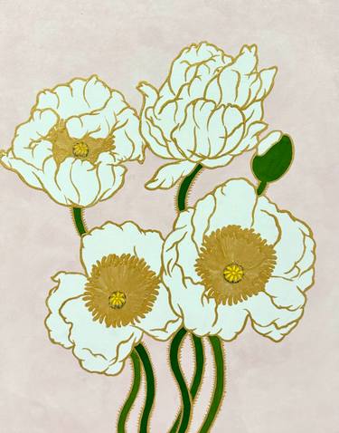 Original Art Deco Floral Paintings by Jooha Sim
