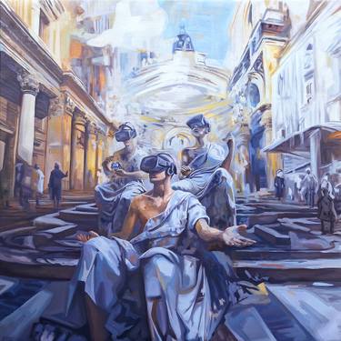 Original Futurism Fantasy Painting by Gabriel Cristian Matei