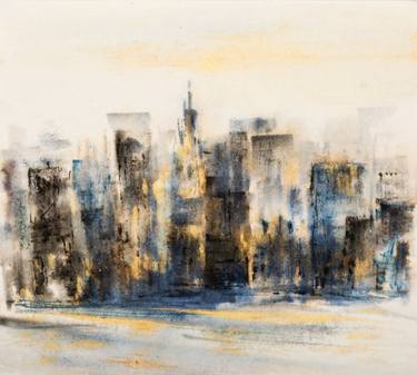Original Abstract Cities Painting by Margot Tohkou Olejniczak