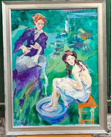 Original Expressionism People Painting by Arsentij Pawlow