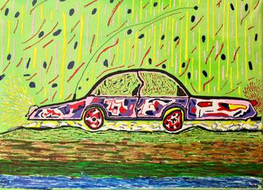 Original Abstract Expressionism Automobile Paintings by Donatas Prusevicius