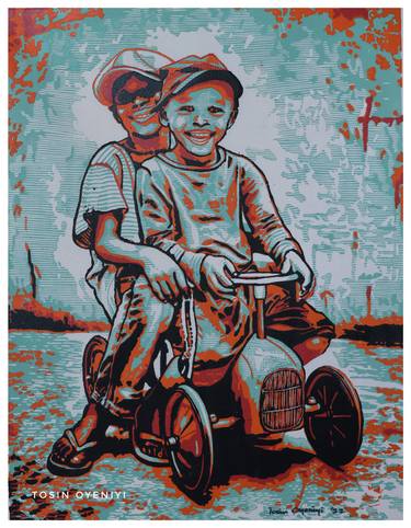 Original Pop Art Children Printmaking by Tosin Oyeniyi