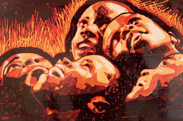 Original Art Deco Classical mythology Printmaking by Tosin Oyeniyi