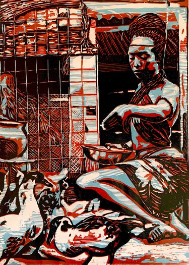 Original Abstract Expressionism Classical mythology Printmaking by Tosin Oyeniyi