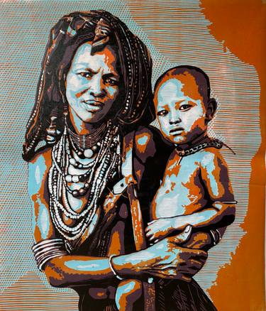Original Abstract Expressionism Portrait Printmaking by Tosin Oyeniyi