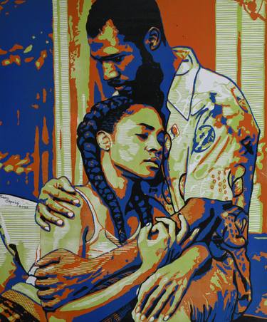 Original Abstract Expressionism Family Printmaking by Tosin Oyeniyi