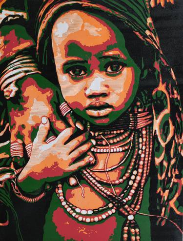 Original Art Deco Children Printmaking by Tosin Oyeniyi