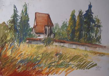 Original Expressionism Landscape Drawings by Ellen Fasthuber-Huemer 