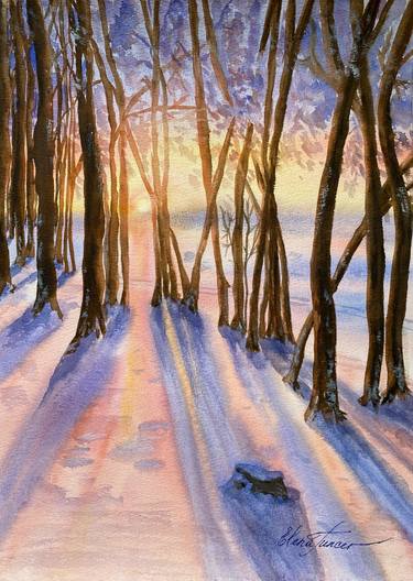 Print of Contemporary Tree Paintings by Elena Tuncer
