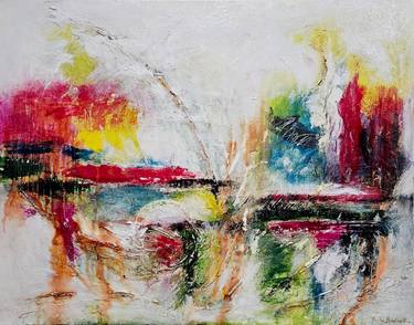 Original Abstract Landscape Mixed Media by Paola Bidinelli