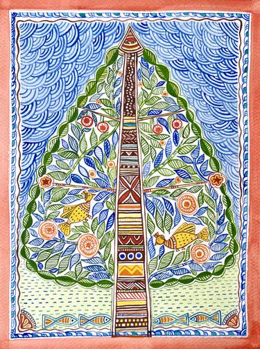 Print of Folk Tree Paintings by Seema Kumar
