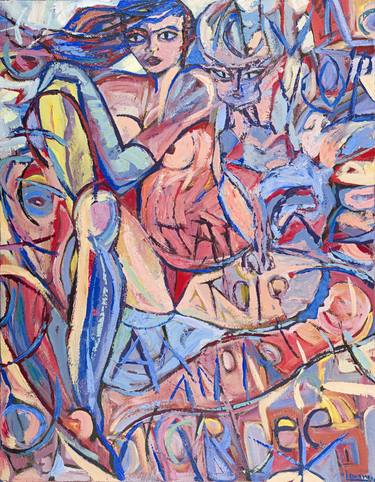 Original Abstract Expressionism Cats Paintings by Larissa Oxman