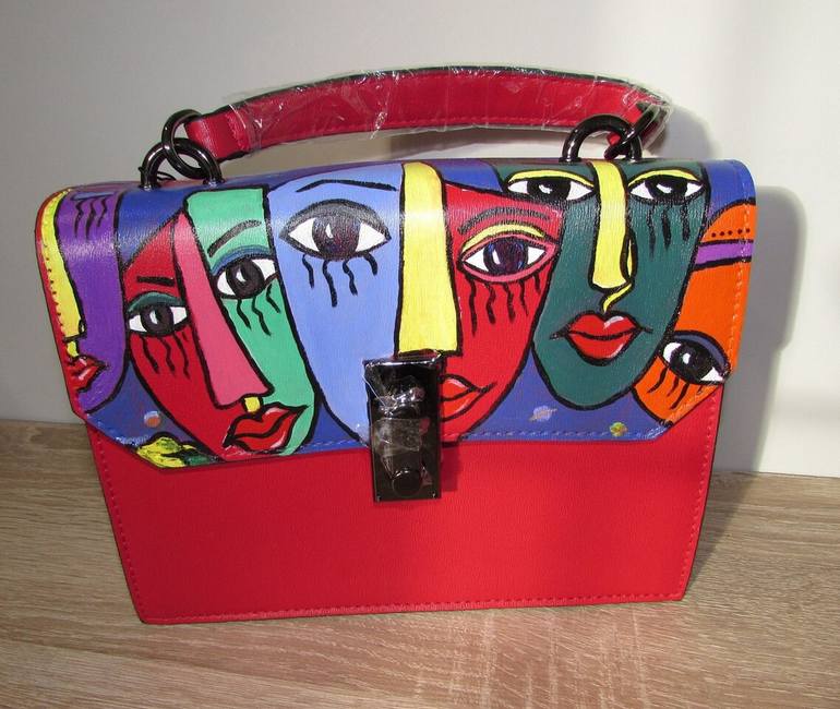Artistic Hand-Painted Red Bag for a Unique Look