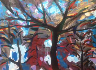 Original Abstract Tree Painting by David Starlyte