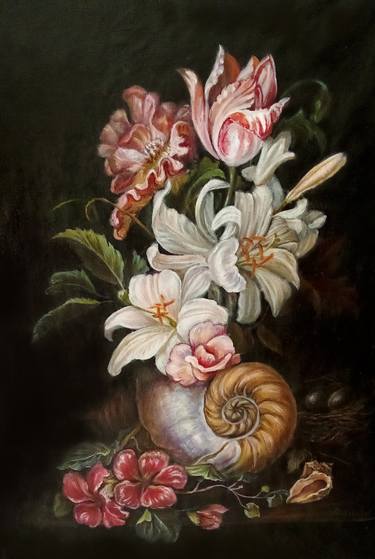 Original Impressionism Still Life Mixed Media by Jamolidin Rasulov