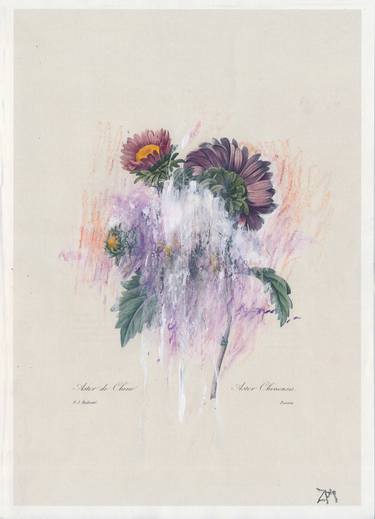 Original Abstract Expressionism Botanic Mixed Media by Zlatka Paneva