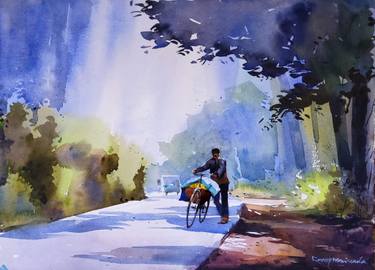 Original Fine Art Bicycle Paintings by Rajesh Manimala