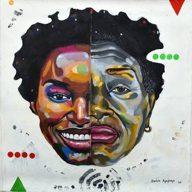 Original Abstract Expressionism Portrait Paintings by Damola Ayegbayo