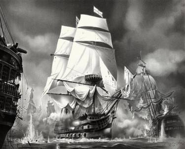 Original Photorealism Boat Drawing by Miro Gradinscak