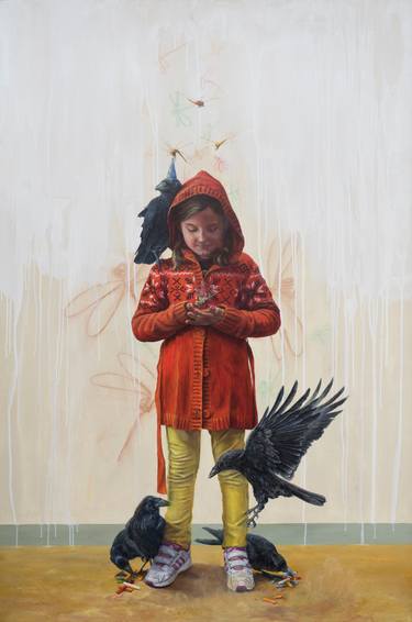 Original Figurative Children Painting by Manuel Luna