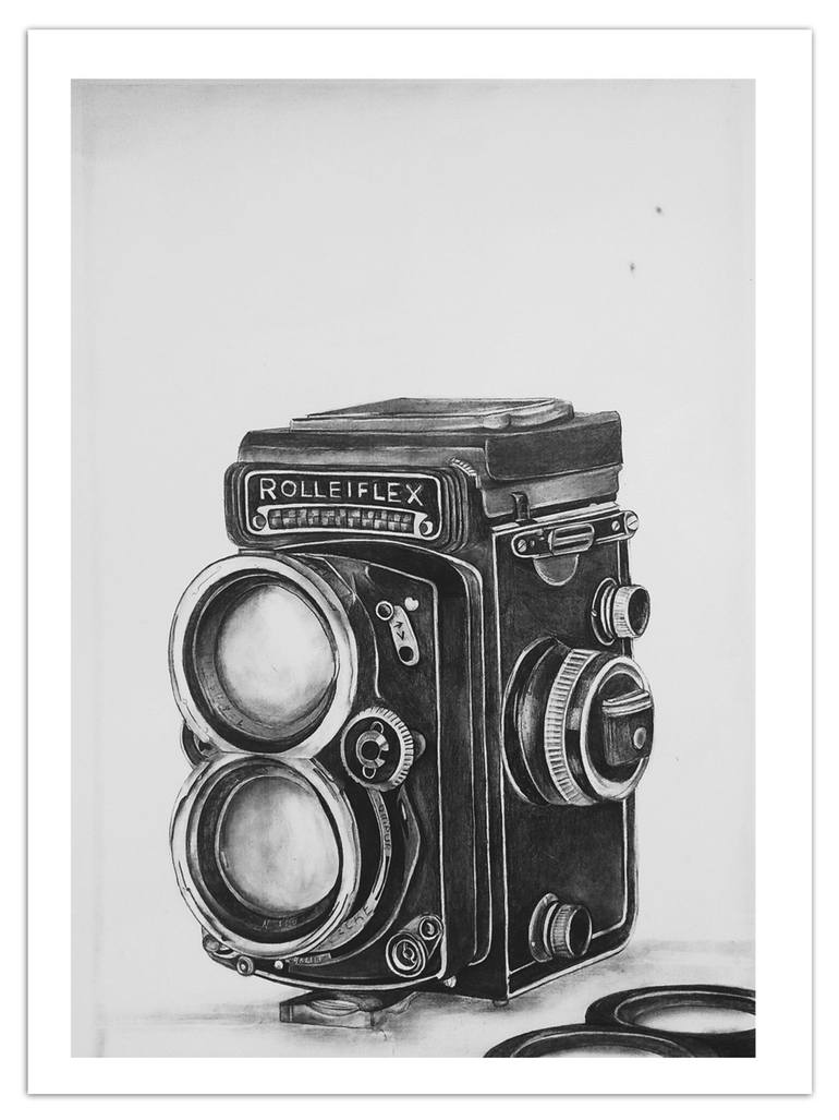 Drawing Vintage Camera Black And White Vintage Camera Drawing By