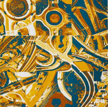 Original Abstract Aerial Printmaking by Toni Silber-Delerive