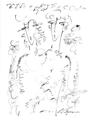 Original Expressionism People Drawing by Leonid Vidrak