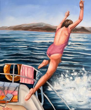 Original Pop Art Yacht Paintings by Daria Gerasimova