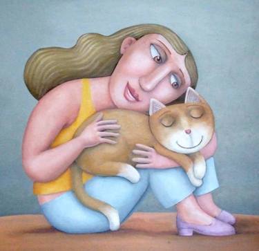 Original Figurative Cats Paintings by Martin Pierce
