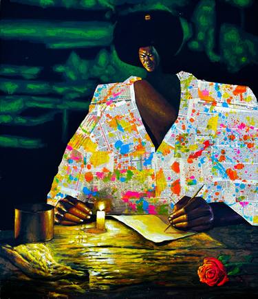 Original Figurative People Mixed Media by Prosper Aluu