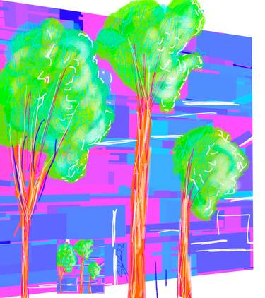 Original Abstract Expressionism Tree Digital by Angela Vivero