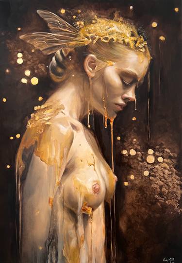Original Contemporary Nude Painting by Angelika Weinekoetter