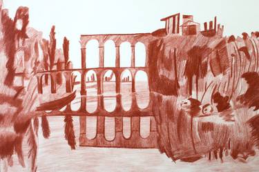Original Color Field Painting Architecture Drawings by Arkadii Martyniuk