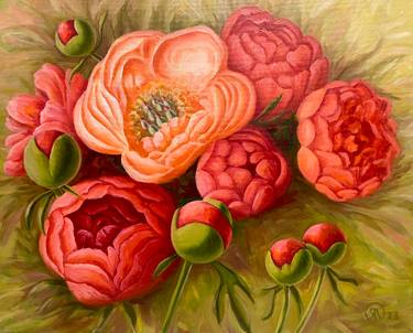 Original Art Deco Botanic Painting by Yarema Oxana