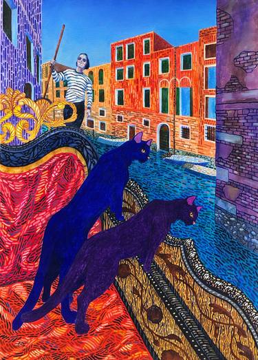 Original Figurative Cats Painting by Olga Krasovskaya