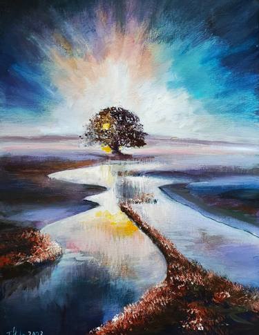 Original Fine Art Tree Paintings by Tatjana Obuhova